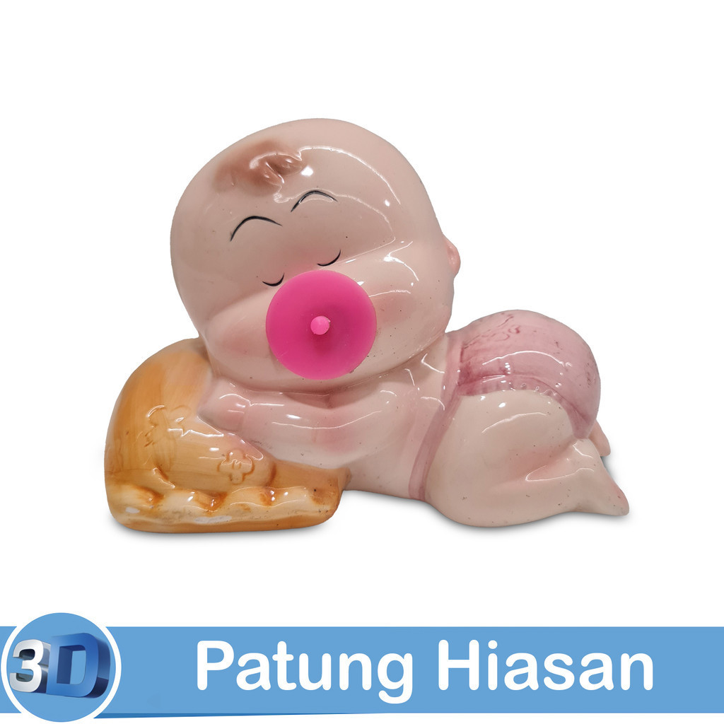 Good Spot Patung Hiasan Bayi Besar Rebahan Dengan Empeng Polystone Statue Pajangan EK-D9329M