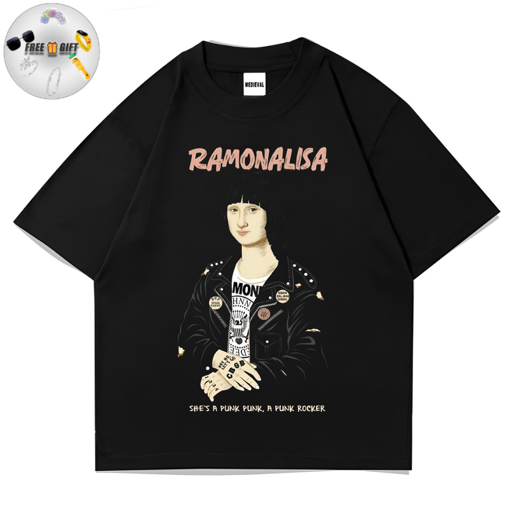 [FREE GIIFT!] KAOS BAJU RAMONALISA PLESETAN BAND METAL | T-SHIRT OVERSIZE HITAM VINTAGE BOOTLEG | MO