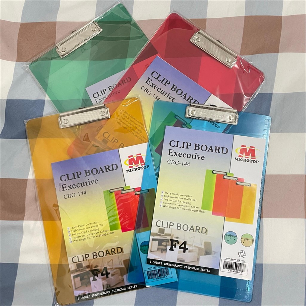KENSHO Clipboard Plastik Bening Warna / Papan Jalan / Papan Ujian / Clip Board