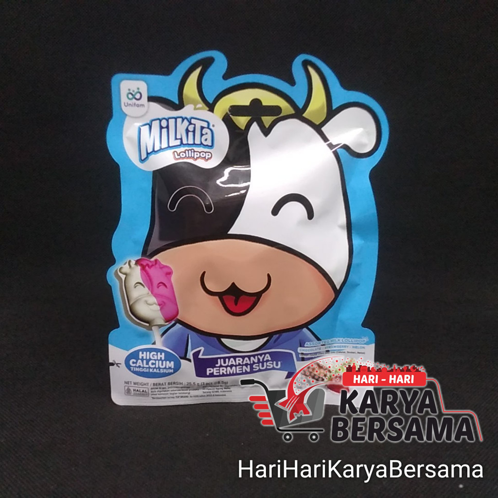 

MAKANAN RINGAN PERMEN MILKITA ASSORTED MILK LOLLIPOP 25.5GR