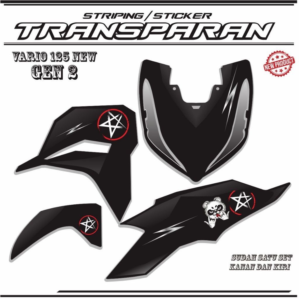 STIKER VARIASI TRANSPARAN UV VARIO 125 NEW GEN 2 STRIPING KEREN