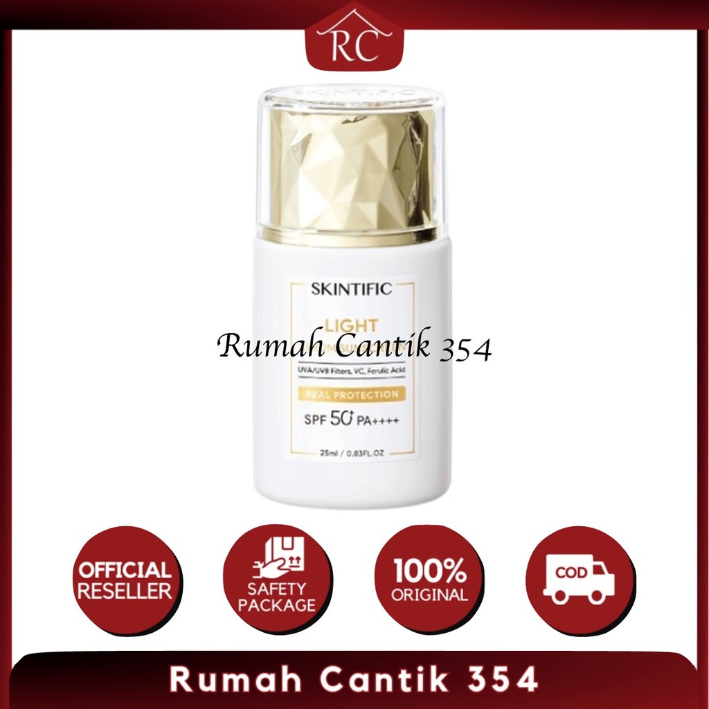 RC354 SKINTIFIC Light Serum Sunscreen SPF 50 PA ++++ 25ml | Skin True to Skin Tinted Sunscreen Aqua 