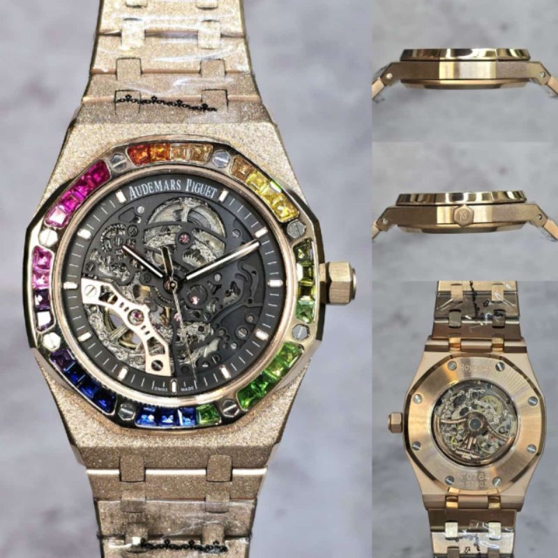 AUDEMARS PIGUET ROSE SKELETON AUTOMATIC FROSTED RAINBOW #jamtanganpria