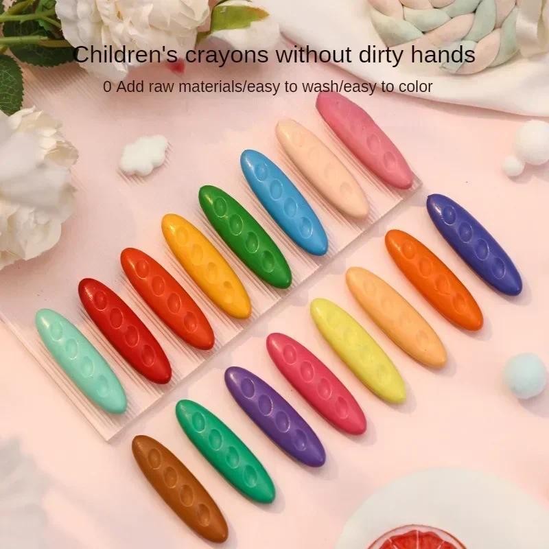 

12/24/36 Colors Washable Not Dirty Hands Toddler Crayons Hole Crayons for Kids Non-Toxic Baby Crayons Coloring Art Supplies