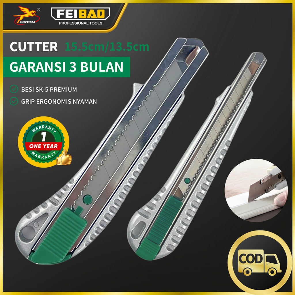 

Feibao Pisau Cutter Besar & Kecil / Aluminium Alloy Cutter / Utility Knife 13.5cm-15.5cm / F32-311/320