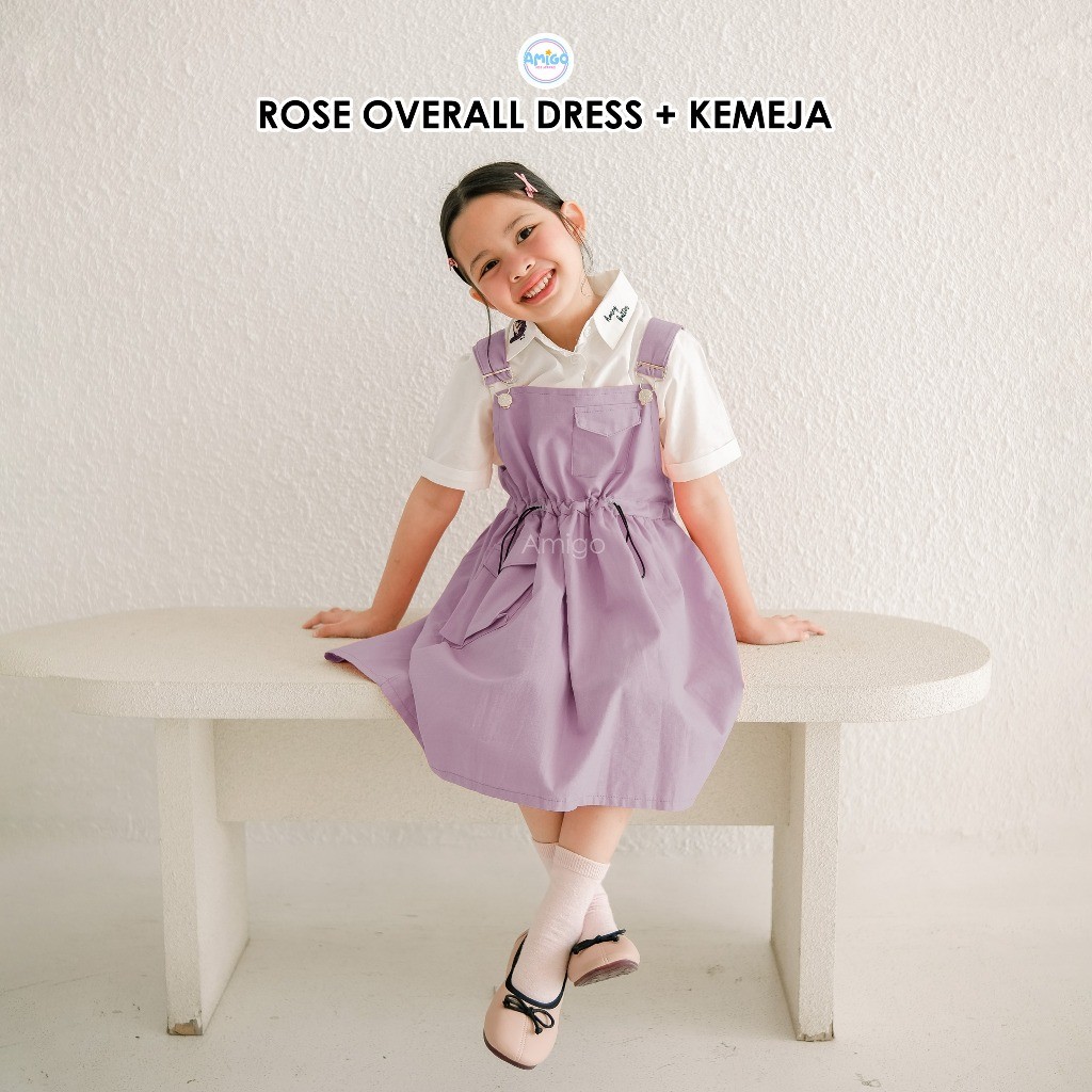 Kidz Republic Rose Overall Dress Anak Perempuan One Set Overall + Kemeja Anak Perempuan 3-7 Tahun Ba