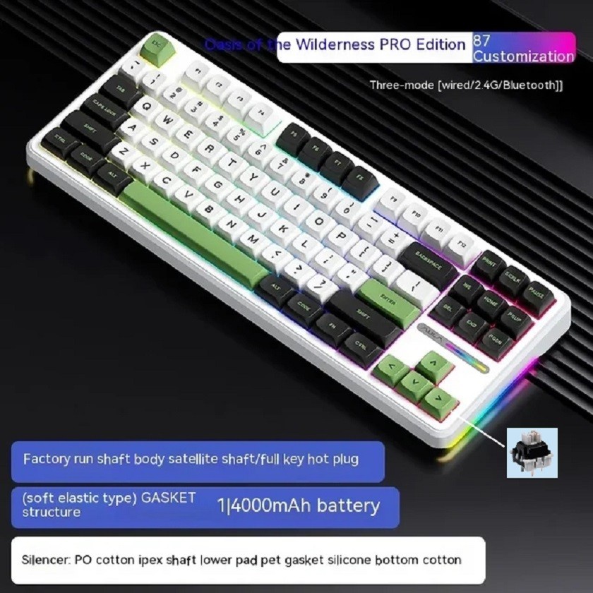 AULA F87 Pro/F87 2.4g/Usb/Bluetooth Wireless Keyboard 87 Key RGB PBT Gaming  Mechanical Keyboard