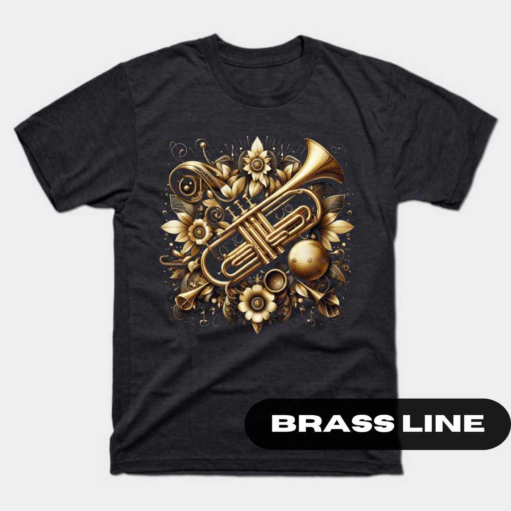 Kaos T Shirt Pakaian Latihan Drumband Marching Band Horn Line Trumpet Mellophone baritone TubaBrassl