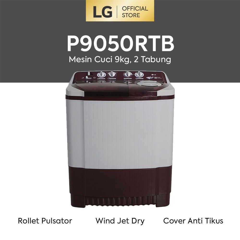 LG Mesin Cuci 9 kg, 2 Tabung - P9050RTB