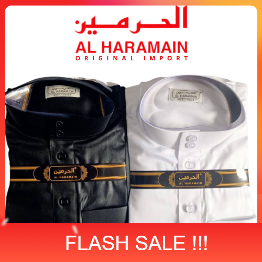 PROMO BISA COD GAMIS JUBAH AL HARAMAIN ORIGINAL 100% POLOS POLYSTER IMPORT VIETNAM PUTIH DAN HITAM W
