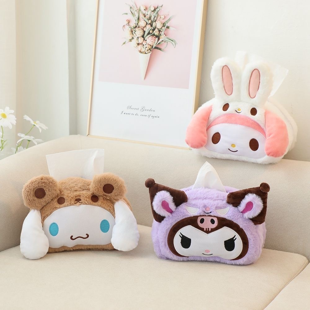 Tempat Tisu Boneka Cinnamoroll Kuromi Melody Tissue Cover Tas Kosmetik Sanrio PouchLucu KD