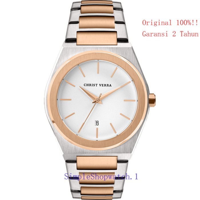 Original 100% Jam Tangan  Pria Christ Verra CV 10985G-14 WHT Garansi Resmi 2 Tahun