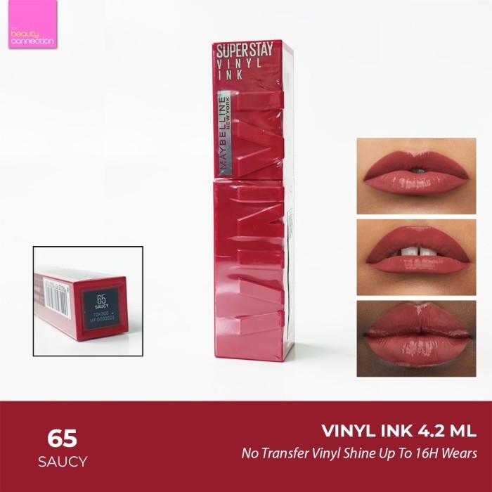 (NEW) -MAYBELLINE Superstay Vinyl Ink Tint  Lipstick Glossy Makeup - 65 Saucy