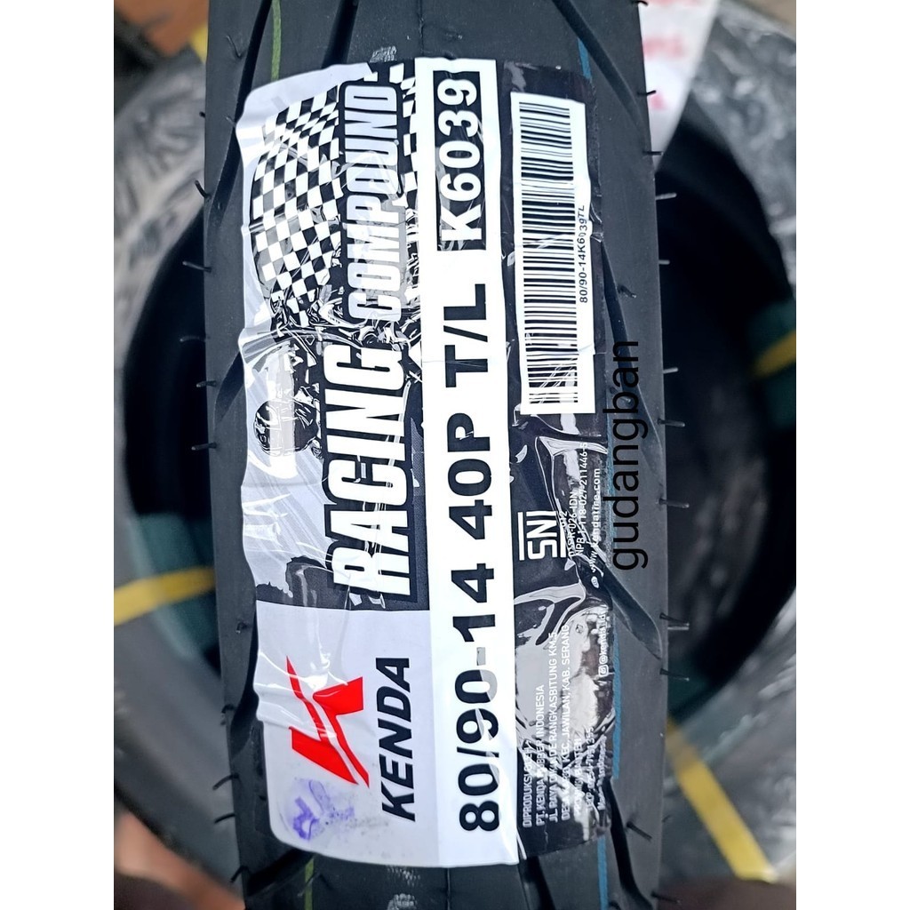 ( K6039 SOFT COMPOUND ) 80 90 14 KENDA Ban balap Tubeless Motor Matic Beat FREE PENTIL