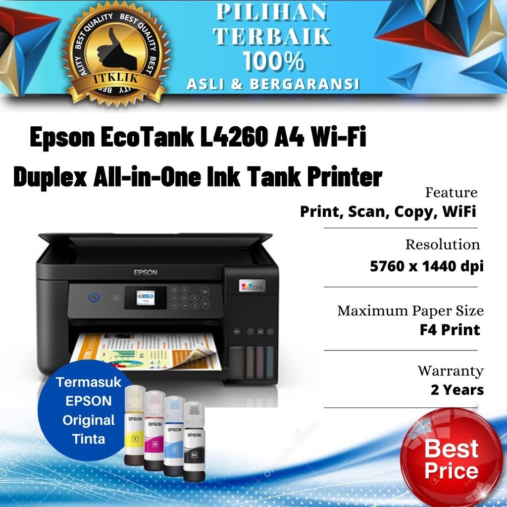 promo 12.12 Printer Epson L4260 - Print Scan Copy Duplex Wifi - Pengganti L4160