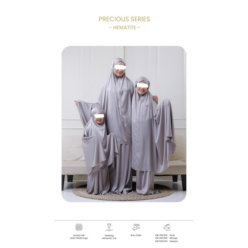 MUKENA PRECIOUS SERIES ADULT / TEEN / CHILD PRAYER SET - PPM - AQUAMARIN/CHILD