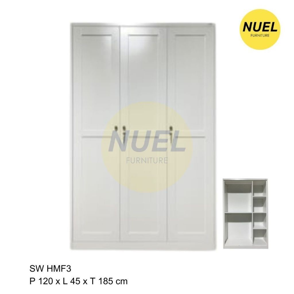 Lemari Pakaian Besi / Sliding Pintu Geser / Polos Putih-