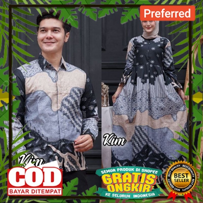 Maura Couple (HARGA SATUAN) - Sania Ruffle Batik Couple Gamis Standar Jumbo Terbaru -// BATIK MODEL 