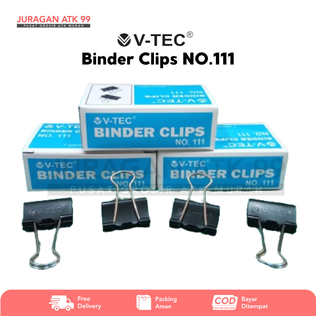 

Binder Clips NO.111 V-TEC (1 Pack Isi 12pcs)