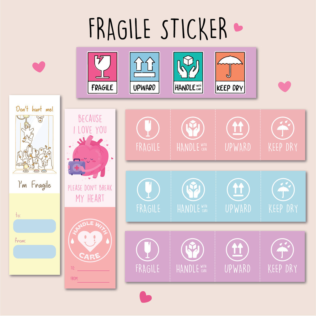 

Long Aesthetic Fragile Sticker New Cute online shop sticker sticker tanda barang pecah label sticker