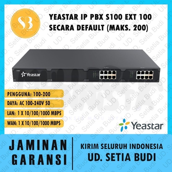 

Yeastar IP PBX S100 Ext 100 secara default (maks. 200)
