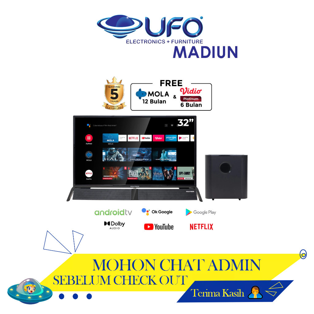 Polytron TV PLD32BAG9858 Smart Android Cinemax Soundbar TV 32 inch PLD 32BAG9858