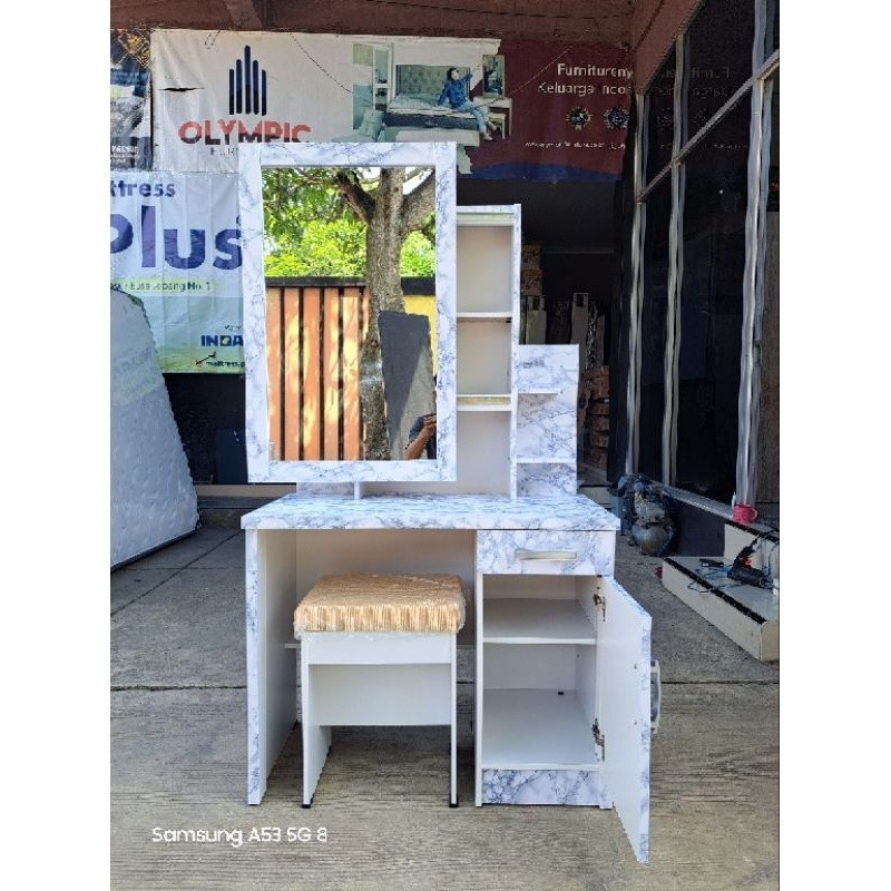 (COD) Set Lemari 3 Pintu dan Meja Rias Kaca Sliding - Lemari  dan Meja Rias Murah - Satu Set