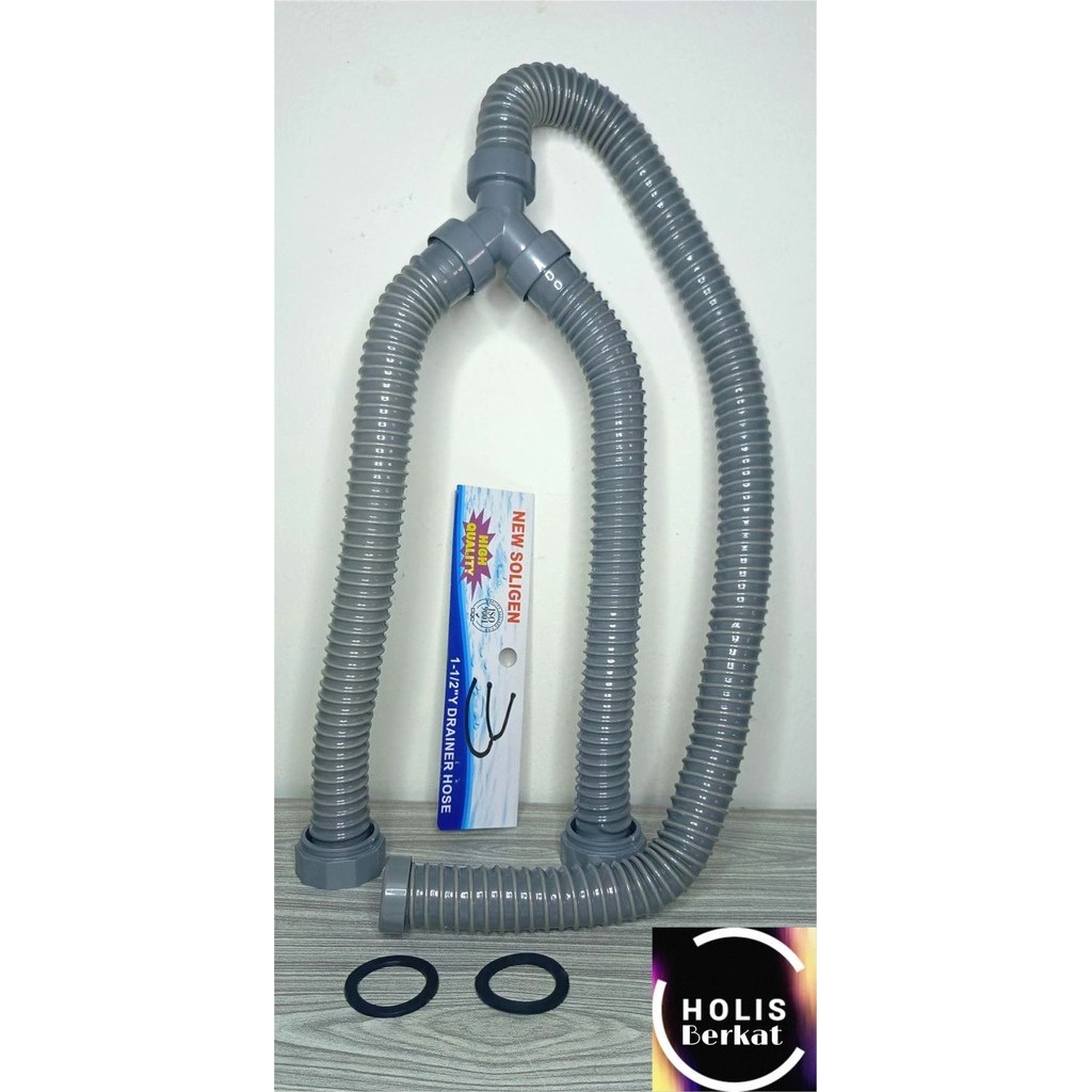 Selang BCP Abu Cabang 2 / Slang Cuci Piring Bak Sink Dua Lubang 1 1/2"