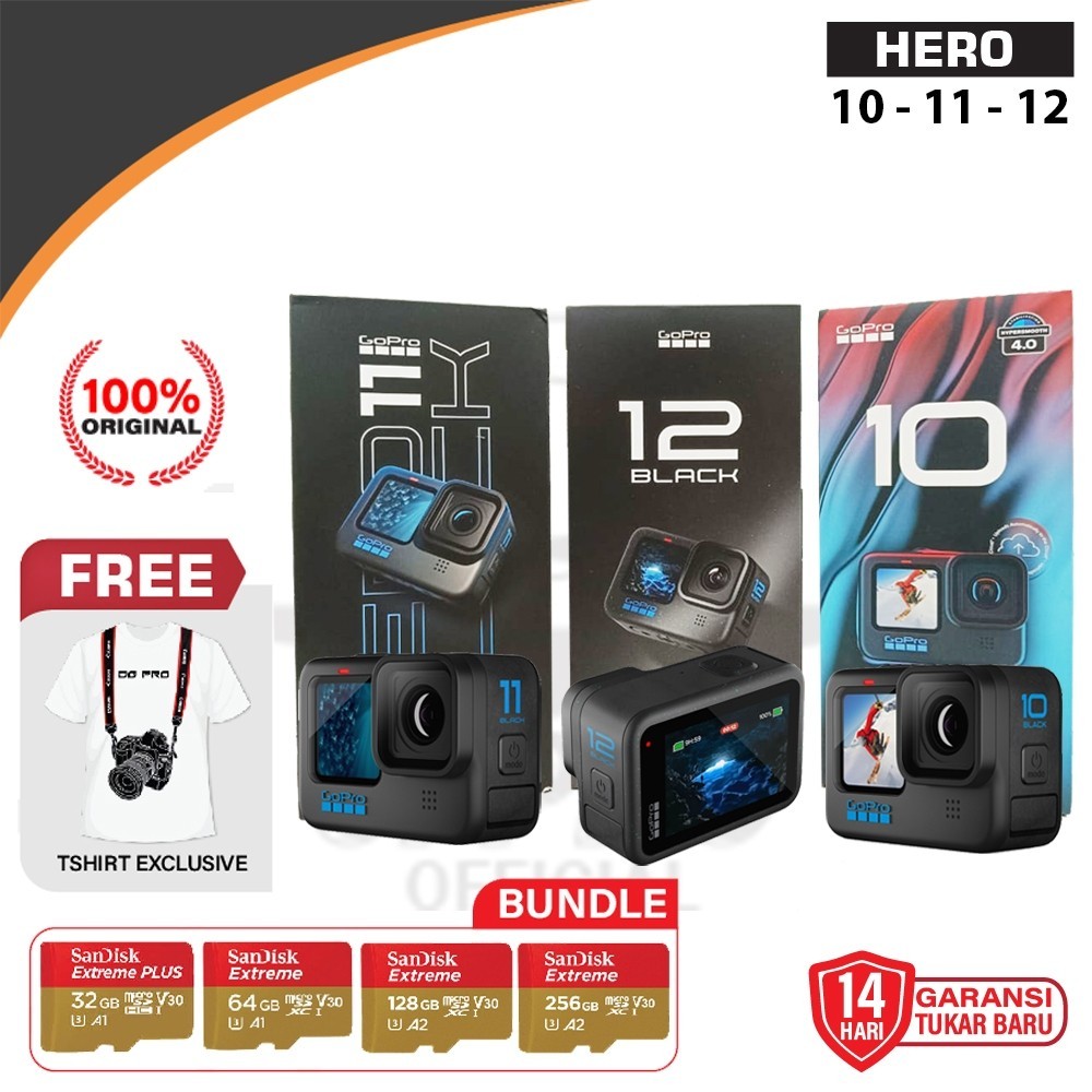 GoPro Hero 12 / Hero 11 / Hero 10 Black Edition K PAKET BONUS - HERO BLACK ORIGINAL BERGARANSI