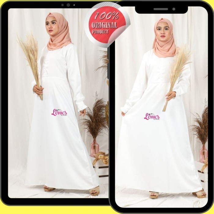 Gamis syari  - maxmara polos - Biru, M-L