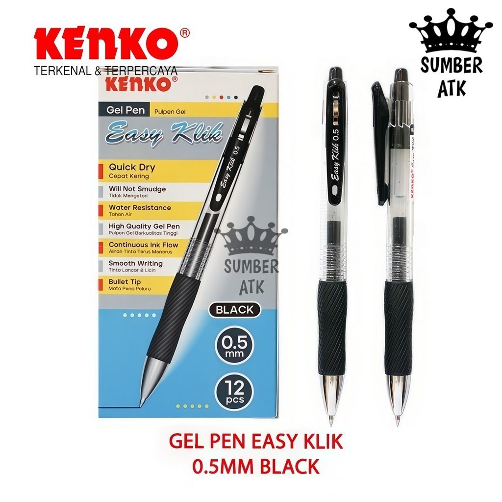 

KENKO GEL PEN EASY KLIK Pena / Pulpen HITAM Pulpen Cetek