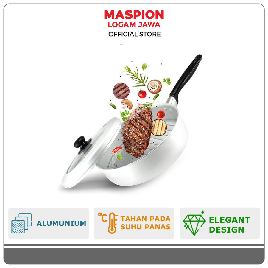 Maspion Silano Grill x Frypan Alumunium Panggangan Ikan Bulat 24 cm
