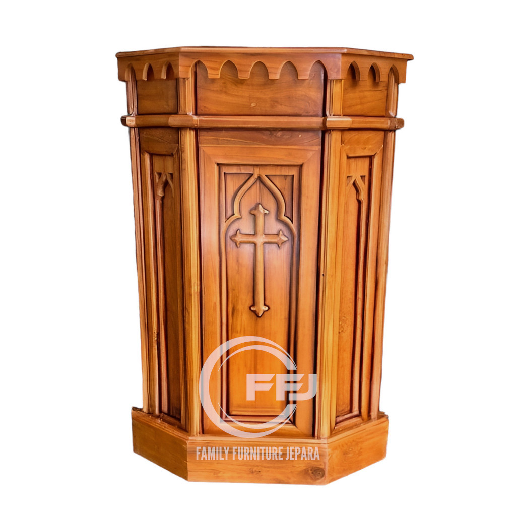 PODIUM GEREJA KAYU JATI - MIMBAR GEREJA JATI - PODIUM MIMBAR GEREJA