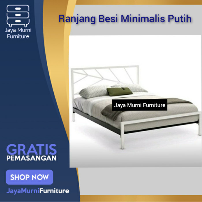 Ranjang Besi Tempat Tidur Besi Divan Besi Minimalis Putih 160 x 200 - 90 x 200