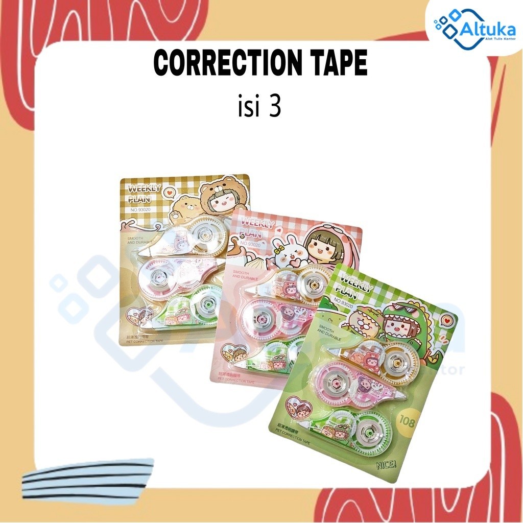 

(Isi 3pcs) Correction Tape / Stipo / Tipe X Pita / Stipo Pita Funcy