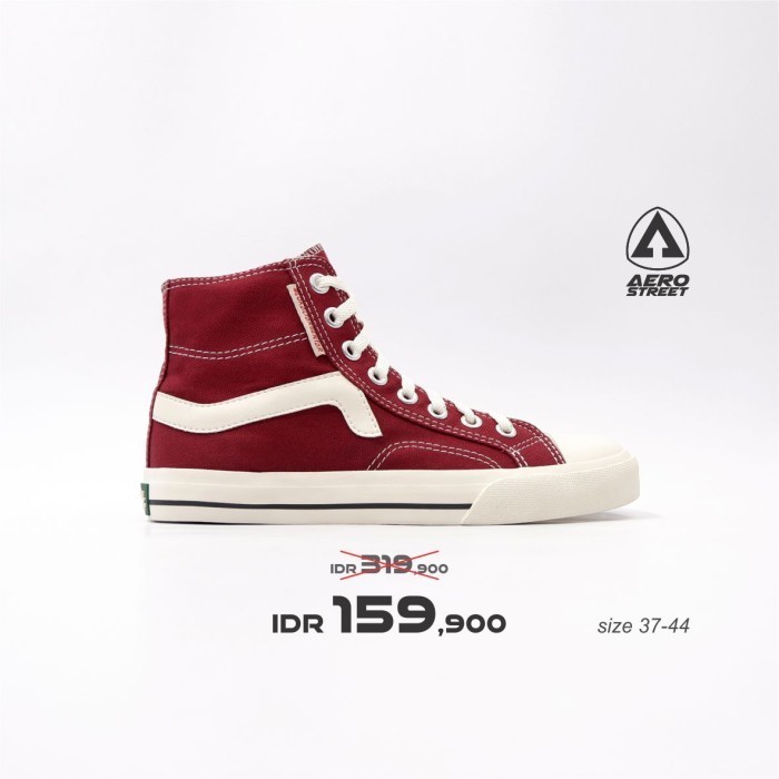 Aerostreet 37-44 Jhosse High Maroon Natural - Sepatu Sneakers Casual Sekolah Pria Wanita Aero Street