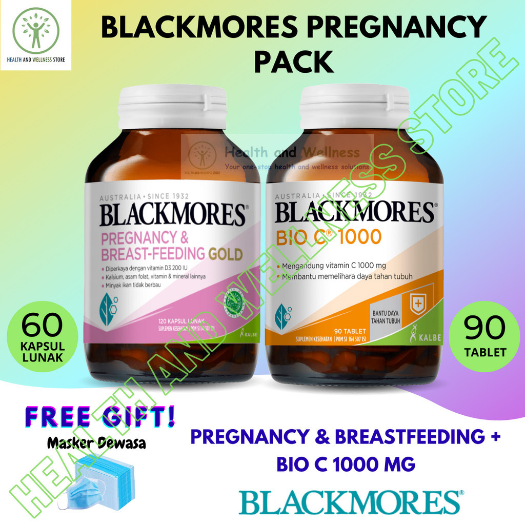 Blackmores Pregnancy And Breastfeeding Gold 60 Kapsul Lunak Dan Bio C 1000 Mg 90 Tablet Maternity Ke