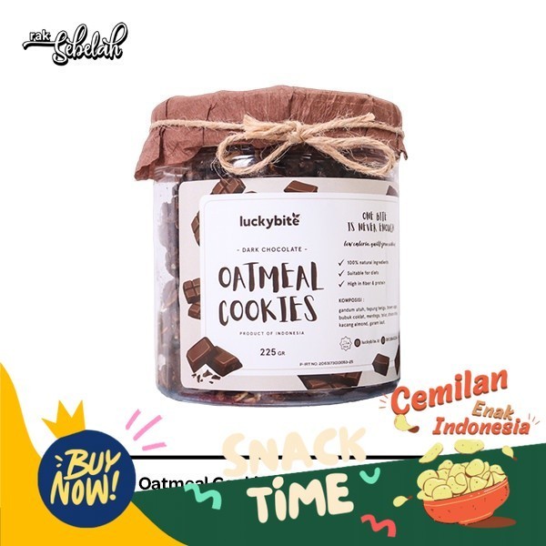 

Special Diskon Luckybite Oatmeal Cookies Dark Choco Almond 225g - Snack Diet Healthy