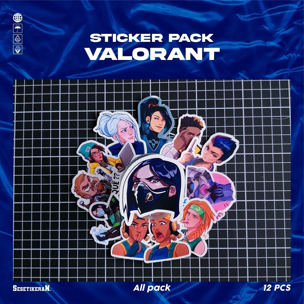

COD✨ Sesetikeran Stiker Pack Game Valorant Colorfull Keren Untuk Koper Laptop Skateboard