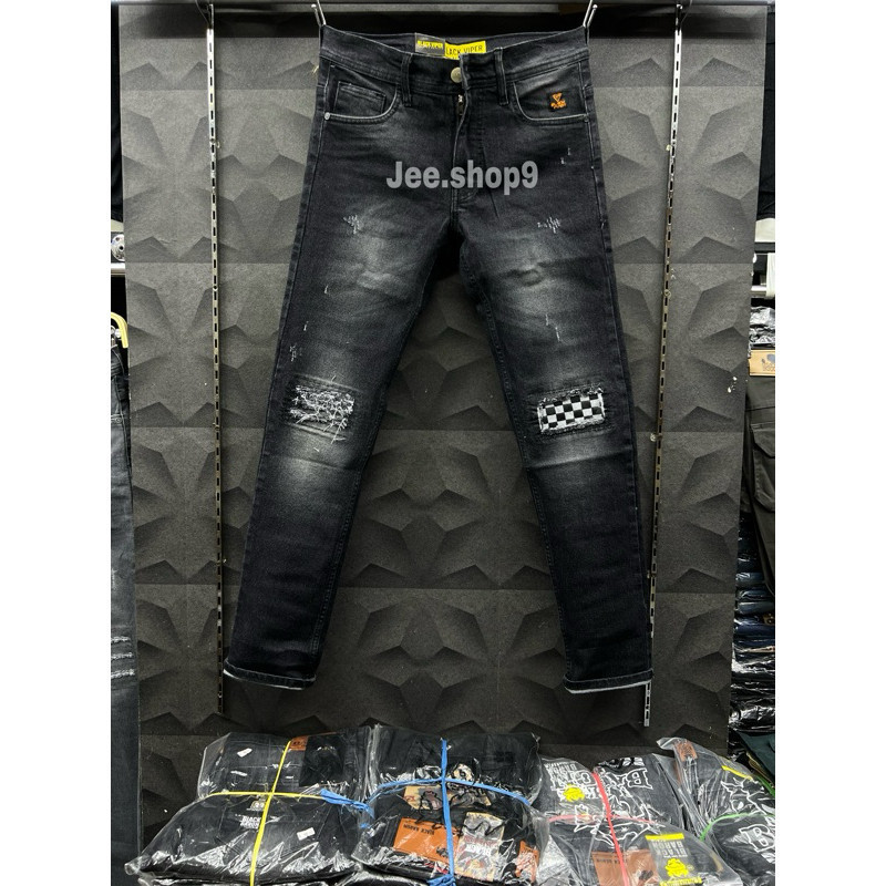 PROMO CUCI GUDANG CELANA JEANS PANJANG SOBEK SOBEK PRIA TAMBAL KOTAK CATUR/CELANA JEANS SOBEK SOBEK 
