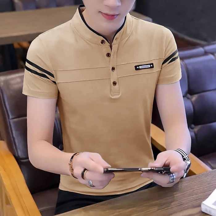Baju Kaos Kerah Pria Cowok Lengan Pendek Felix Fashion Koko Kekinian - Coksu