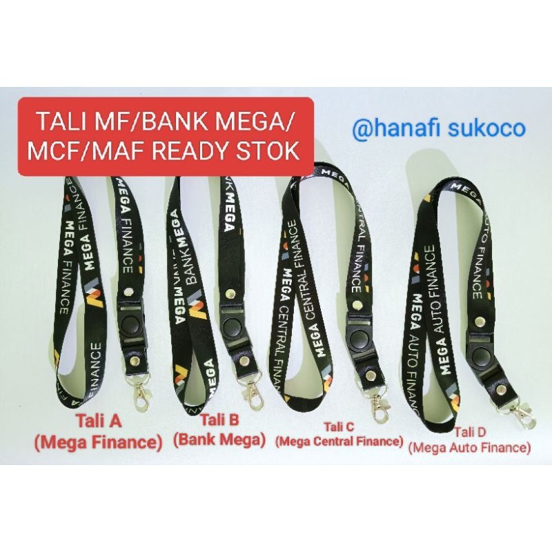 

MEGA FINANCE BANK MEGA MEGA CENTRAL FINANCE MEGA AUTO FINANCE [READY STOK] Tali id card printing satuan MF / Bank Mega / MCF / MAF