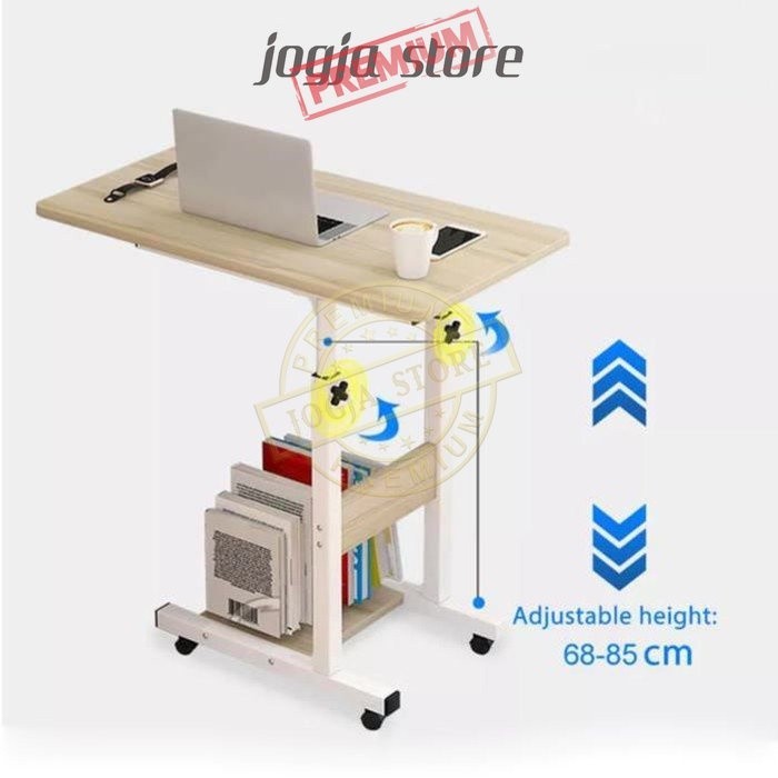 Meja Laptop / Meja Rak Belajar/Kerja Lipat Adjustable Portable + 1 Rak
