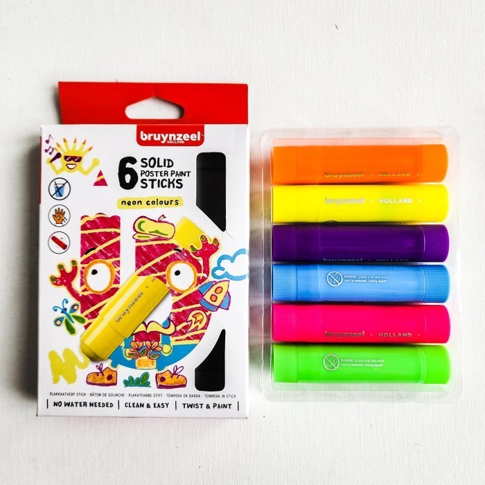 

Bruynzeel 6 Solid Poster Paint Sticks - Neon -yy41