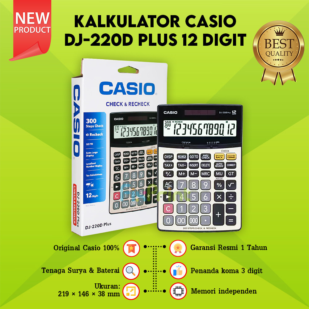 

Calculator Casio DJ 220D Plus 12 Digits Check & Correct Kalkulator Desktop Original New