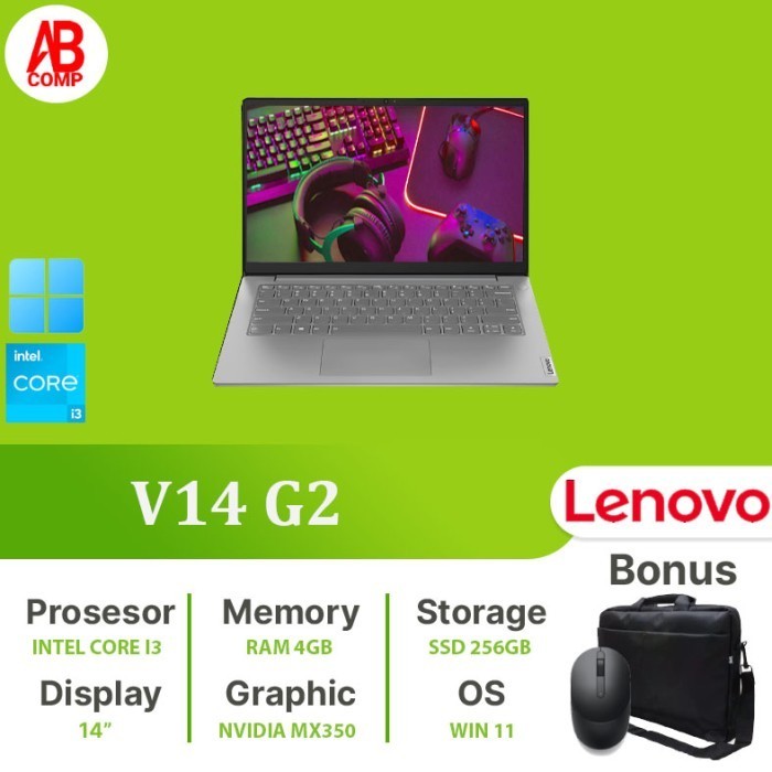 LAPTOP LENOVO V14 G2 CORE i3-1115G4 RAM 4GB SSD 256GB MX350 WIN11+OHS