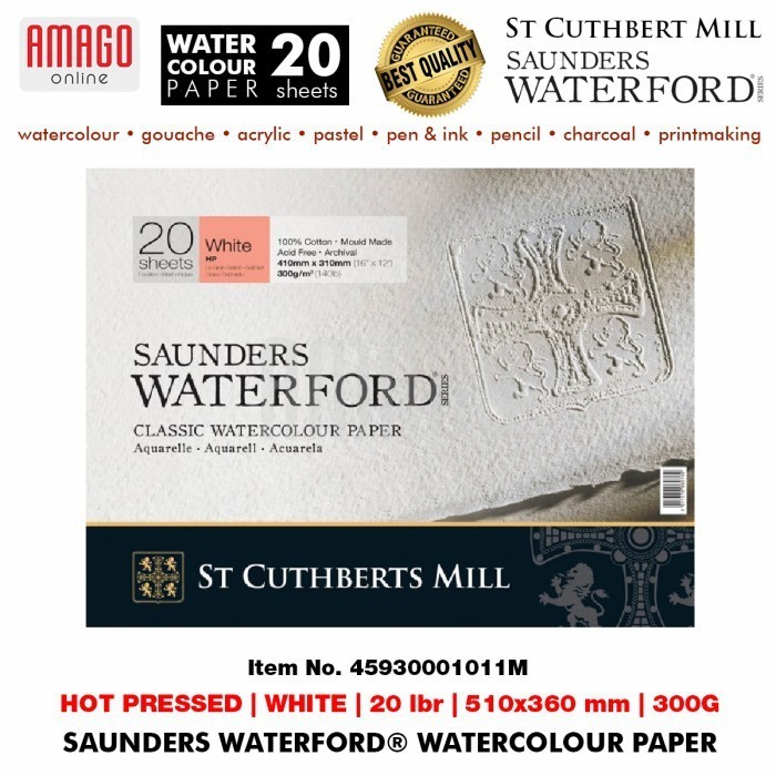 

SAUNDERS WATERFORD Watercolour Paper Hot Pressed - White - 20 lbr - 300g - 510x360mm