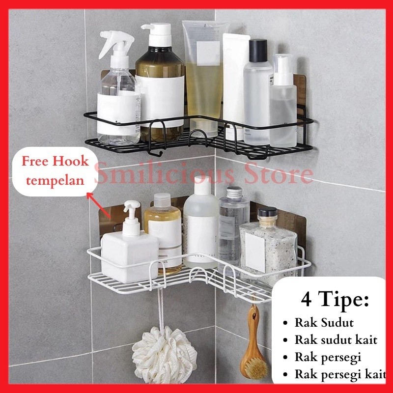 Rak Sudut Kamar Mandi Tempel Dinding Keramik Rak Dapur Besi Serbaguna Rak Sabun Kamar Mandi Rak Kama