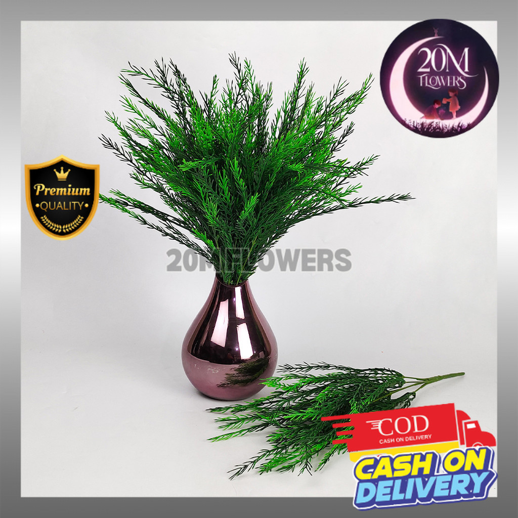 Aksesoris Ekor Tupai / Squirrel Tail Cabang 5 artificial plastik rumput daun untuk dekorasi pelamina