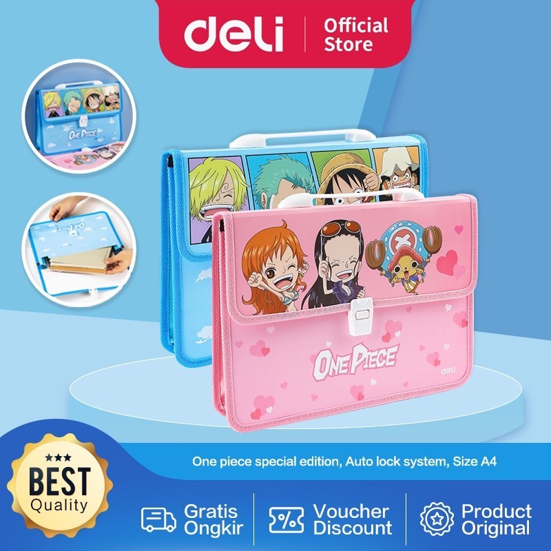 

Deli One Piece School Briefcase / Tas Dokumen A4 Lucu Kartun One Piece Dengan Sistem Auto Lock Multifungsi EF620
